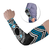 Personalised Aotearoa Niho Taniwha Motif Arm Sleeves Blue Style - Polynesian Pride