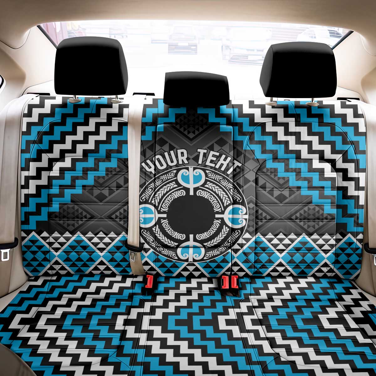 Personalised Aotearoa Niho Taniwha Motif Back Car Seat Cover Blue Style
