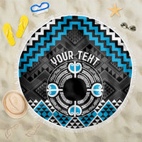 Personalised Aotearoa Niho Taniwha Motif Beach Blanket Blue Style