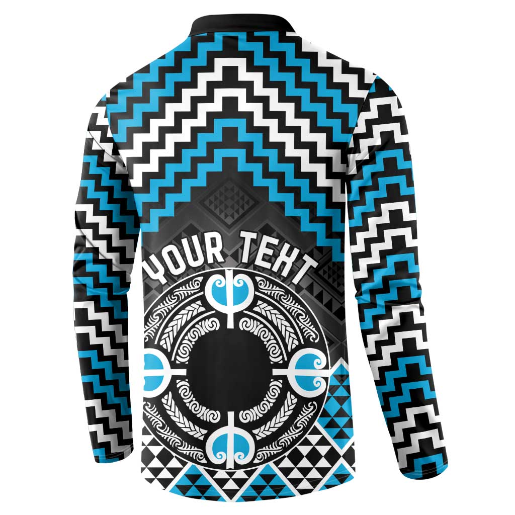 Personalised Aotearoa Niho Taniwha Motif Button Sweatshirt Blue Style