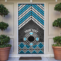 Personalised Aotearoa Niho Taniwha Motif Door Cover Blue Style - Polynesian Pride