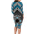 Personalised Aotearoa Niho Taniwha Motif Family Matching Long Sleeve Bodycon Dress and Hawaiian Shirt Blue Style
