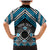 Personalised Aotearoa Niho Taniwha Motif Family Matching Mermaid Dress and Hawaiian Shirt Blue Style