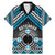 Personalised Aotearoa Niho Taniwha Motif Family Matching Mermaid Dress and Hawaiian Shirt Blue Style