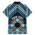 Personalised Aotearoa Niho Taniwha Motif Family Matching Mermaid Dress and Hawaiian Shirt Blue Style
