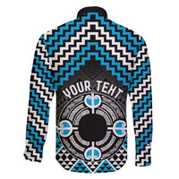 Personalised Aotearoa Niho Taniwha Motif Family Matching Summer Maxi Dress and Hawaiian Shirt Blue Style