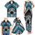 Personalised Aotearoa Niho Taniwha Motif Family Matching Tank Maxi Dress and Hawaiian Shirt Blue Style