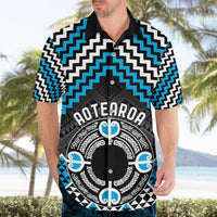 Personalised Aotearoa Niho Taniwha Motif Hawaiian Shirt Blue Style