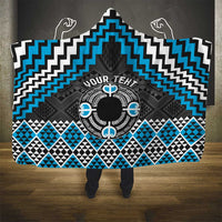 Personalised Aotearoa Niho Taniwha Motif Hooded Blanket Blue Style