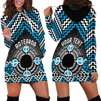 Personalised Aotearoa Niho Taniwha Motif Hoodie Dress Blue Style