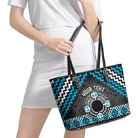 Personalised Aotearoa Niho Taniwha Motif Leather Tote Bag Blue Style