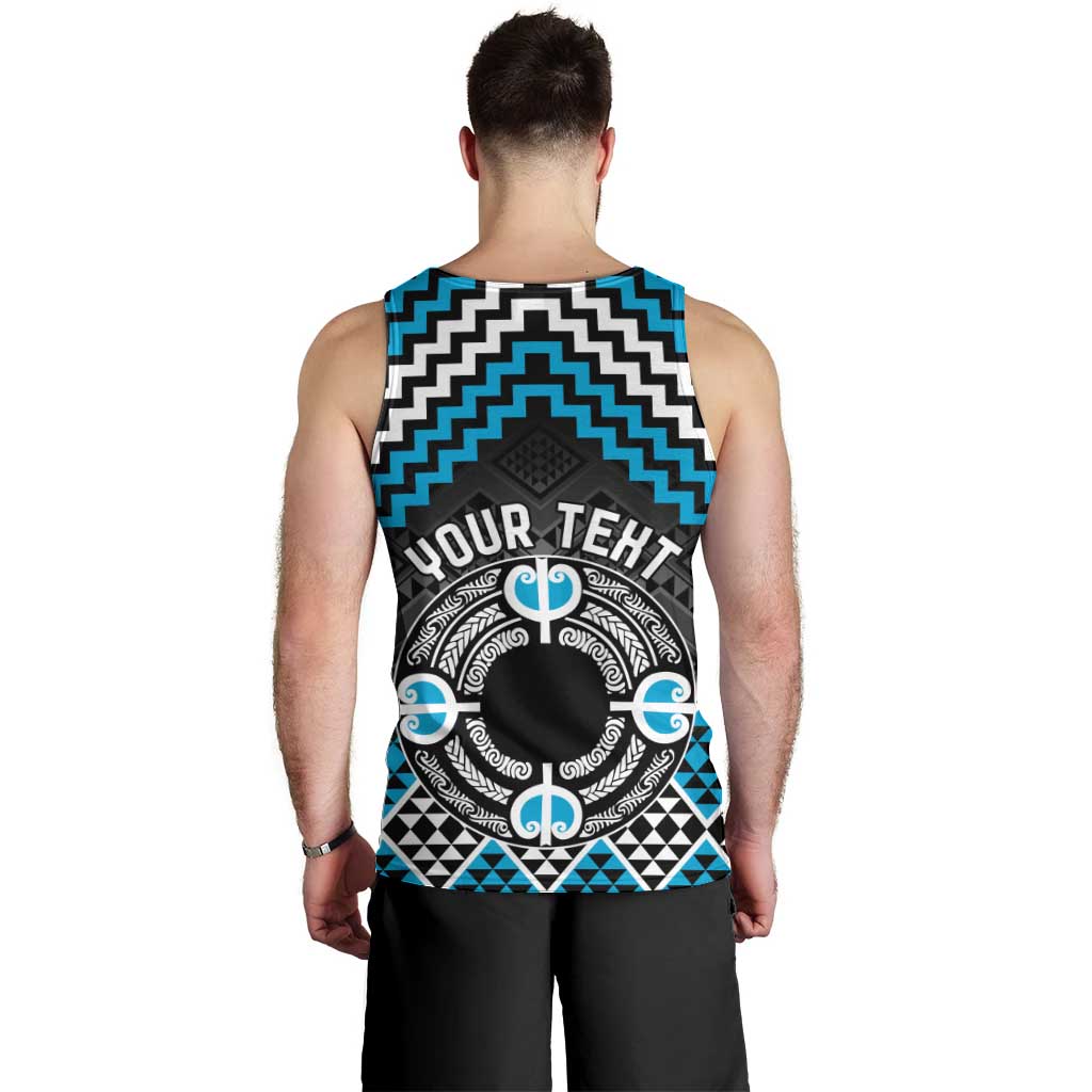 Personalised Aotearoa Niho Taniwha Motif Men Tank Top Blue Style