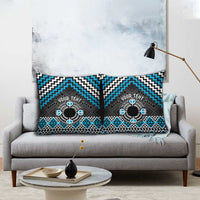 Personalised Aotearoa Niho Taniwha Motif Pillow Cover Blue Style - Polynesian Pride