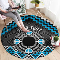 Personalised Aotearoa Niho Taniwha Motif Round Carpet Blue Style