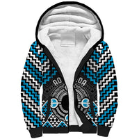 Personalised Aotearoa Niho Taniwha Motif Sherpa Hoodie Blue Style