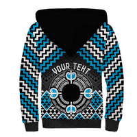 Personalised Aotearoa Niho Taniwha Motif Sherpa Hoodie Blue Style