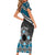 Personalised Aotearoa Niho Taniwha Motif Short Sleeve Bodycon Dress Blue Style