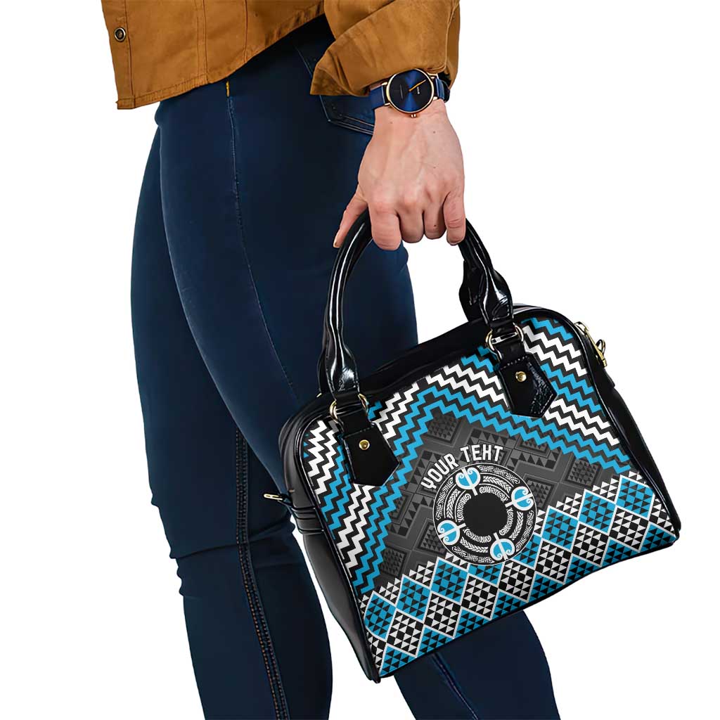Personalised Aotearoa Niho Taniwha Motif Shoulder Handbag Blue Style