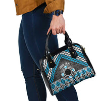Personalised Aotearoa Niho Taniwha Motif Shoulder Handbag Blue Style