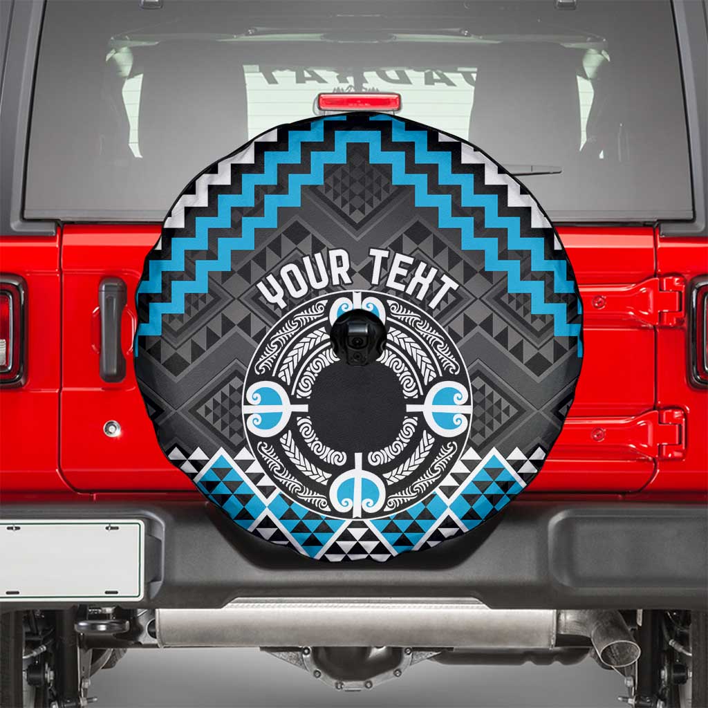 Personalised Aotearoa Niho Taniwha Motif Spare Tire Cover Blue Style