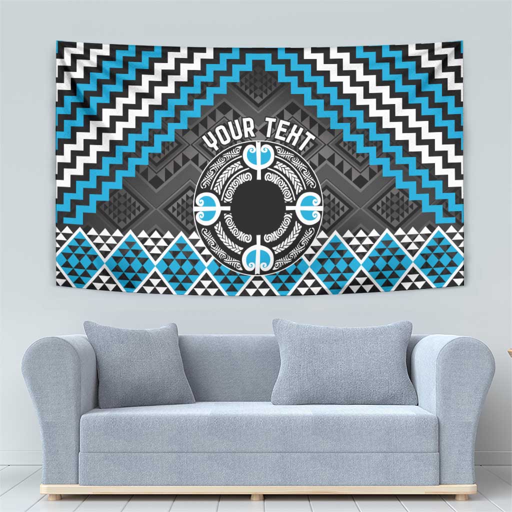 Personalised Aotearoa Niho Taniwha Motif Tapestry Blue Style