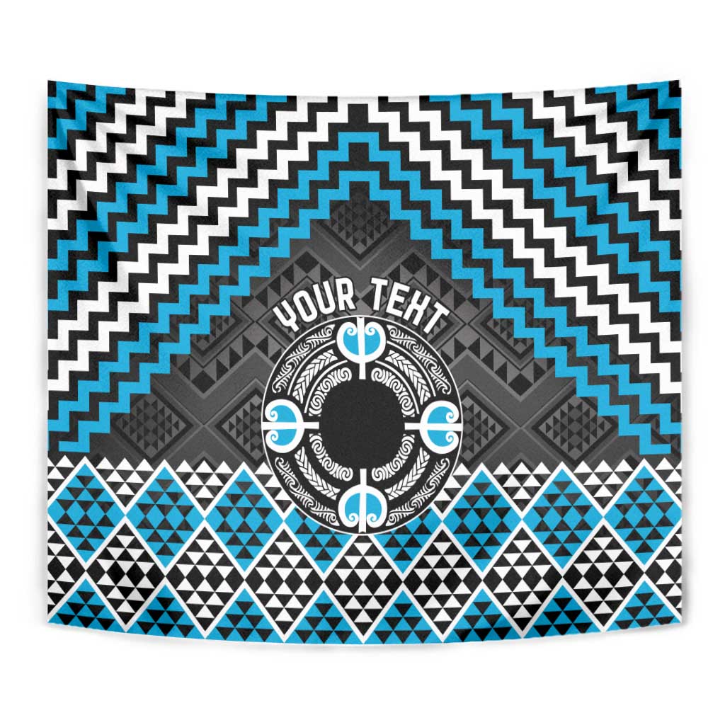 Personalised Aotearoa Niho Taniwha Motif Tapestry Blue Style