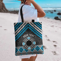 Personalised Aotearoa Niho Taniwha Motif Tote Bag Blue Style - Polynesian Pride