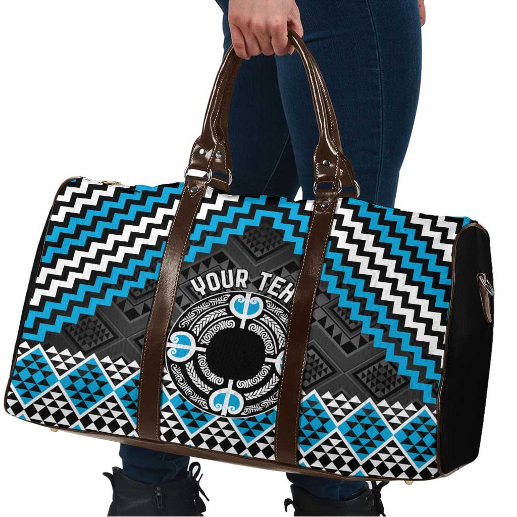 Personalised Aotearoa Niho Taniwha Motif Travel Bag Blue Style - Polynesian Pride