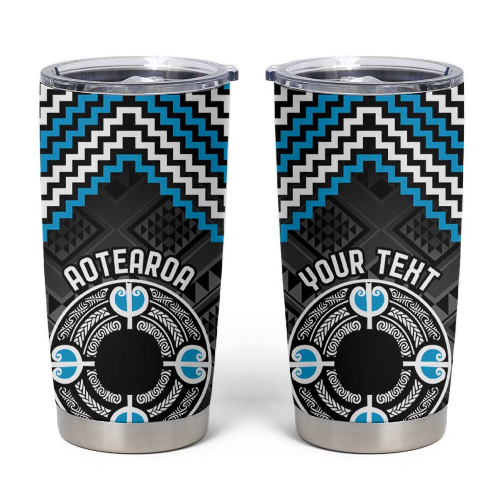 Personalised Aotearoa Niho Taniwha Motif Tumbler Cup Blue Style