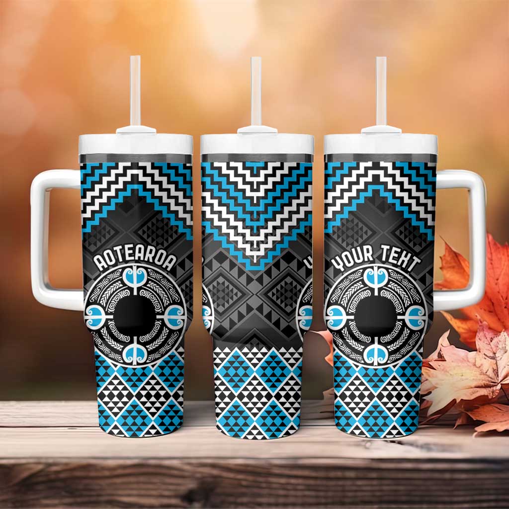 Personalised Aotearoa Niho Taniwha Motif Tumbler With Handle Blue Style