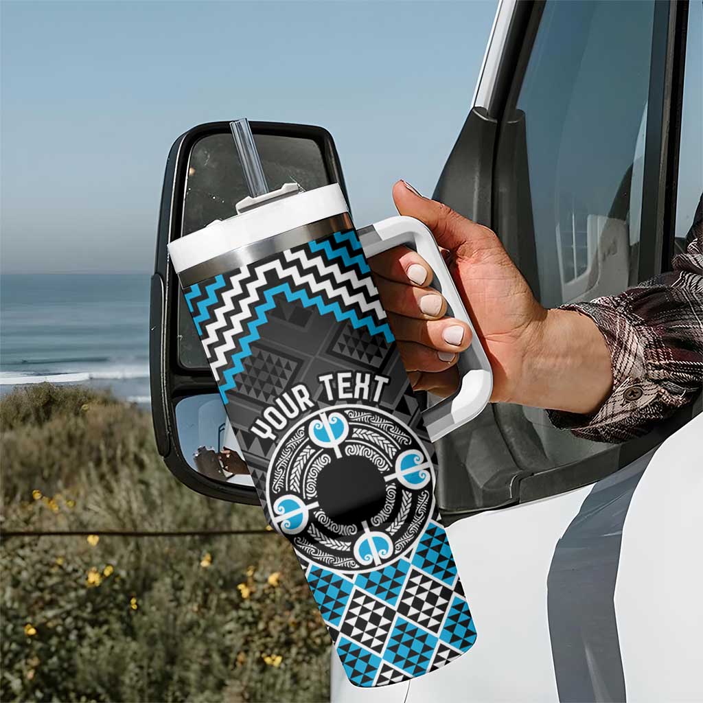 Personalised Aotearoa Niho Taniwha Motif Tumbler With Handle Blue Style