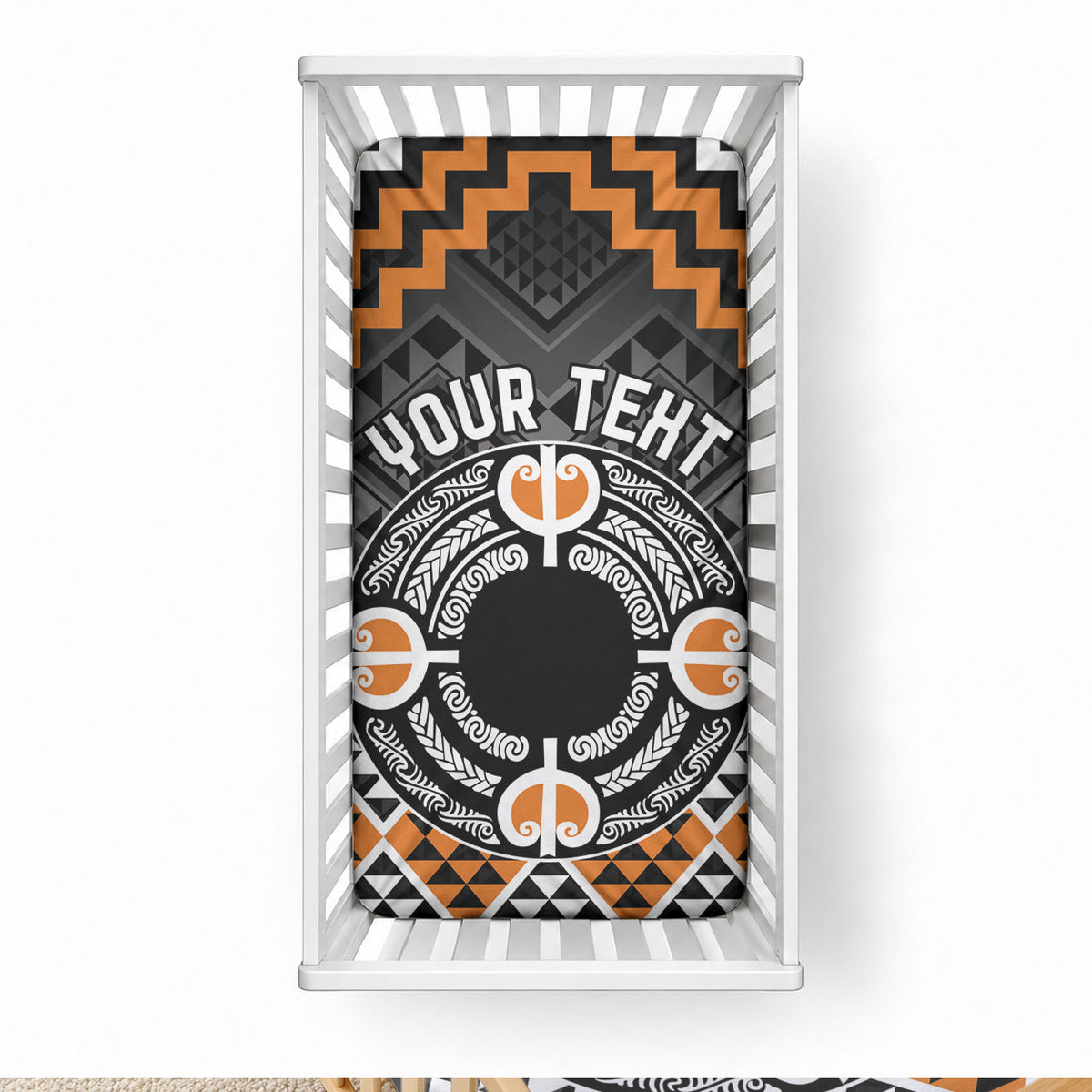 Personalised Aotearoa Niho Taniwha Motif Baby Bed Cover Gold Style LT9 28 × 52 in Gold - Polynesian Pride