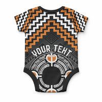 Personalised Aotearoa Niho Taniwha Motif Baby Onesie Gold Style LT9 - Polynesian Pride