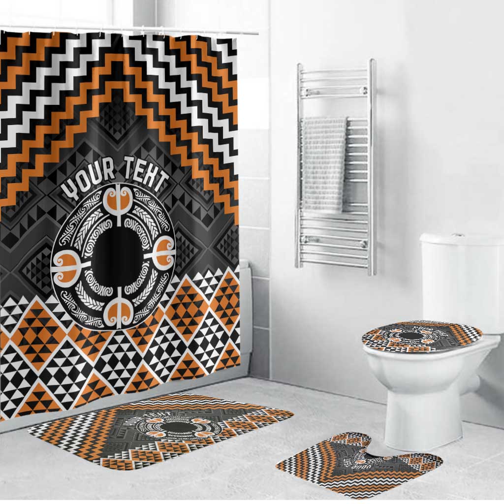 Personalised Aotearoa Niho Taniwha Motif Bathroom Set Gold Style - Polynesian Pride