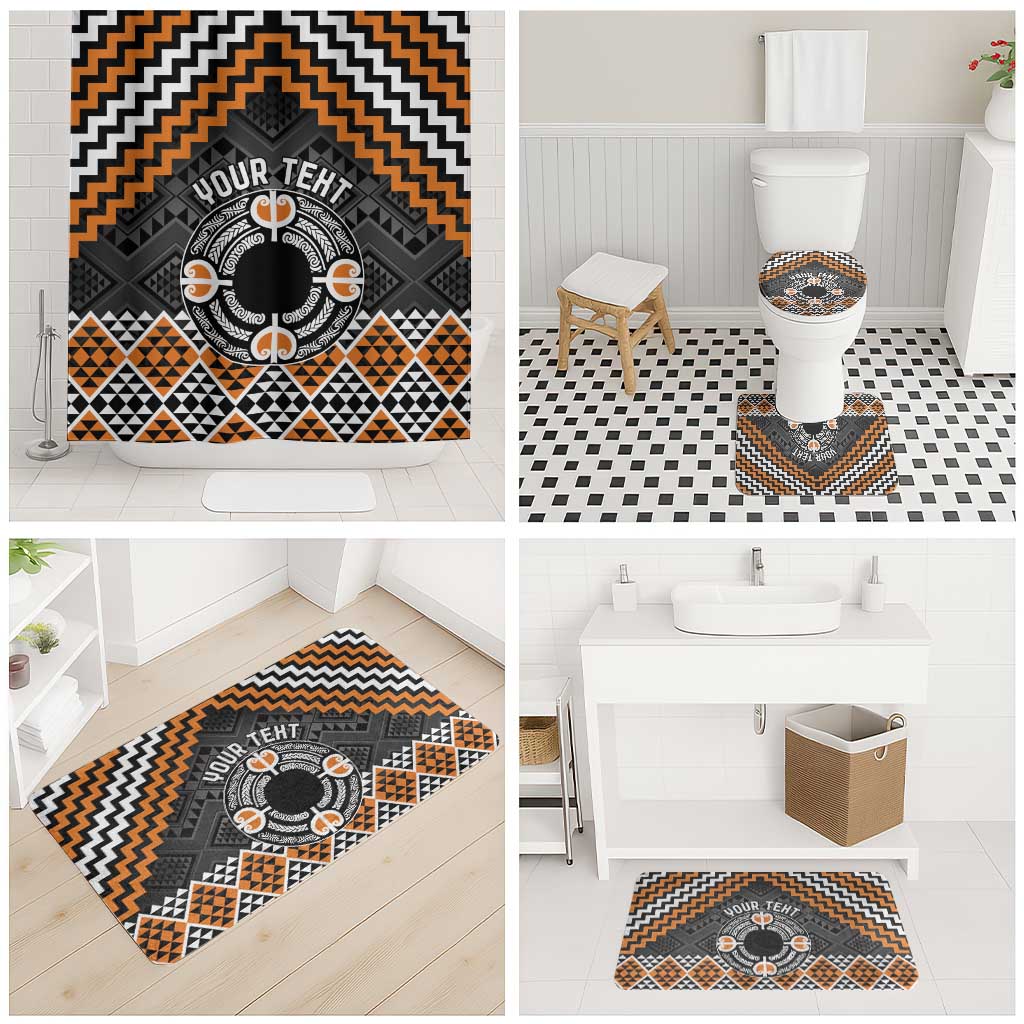 Personalised Aotearoa Niho Taniwha Motif Bathroom Set Gold Style - Polynesian Pride