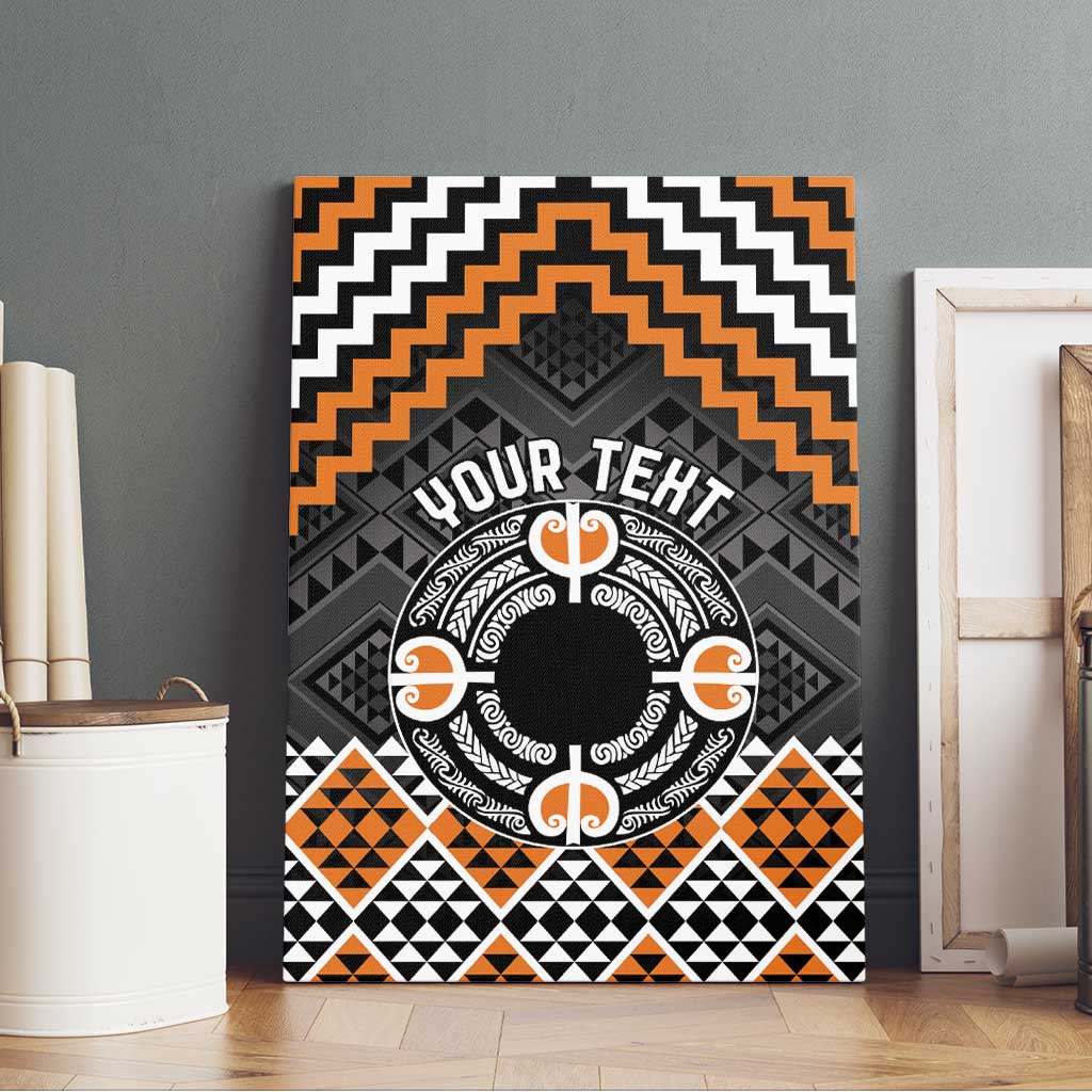 Personalised Aotearoa Niho Taniwha Motif Canvas Wall Art Gold Style