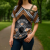 Personalised Aotearoa Niho Taniwha Motif Cross Shoulder Shirt Gold Style - Polynesian Pride