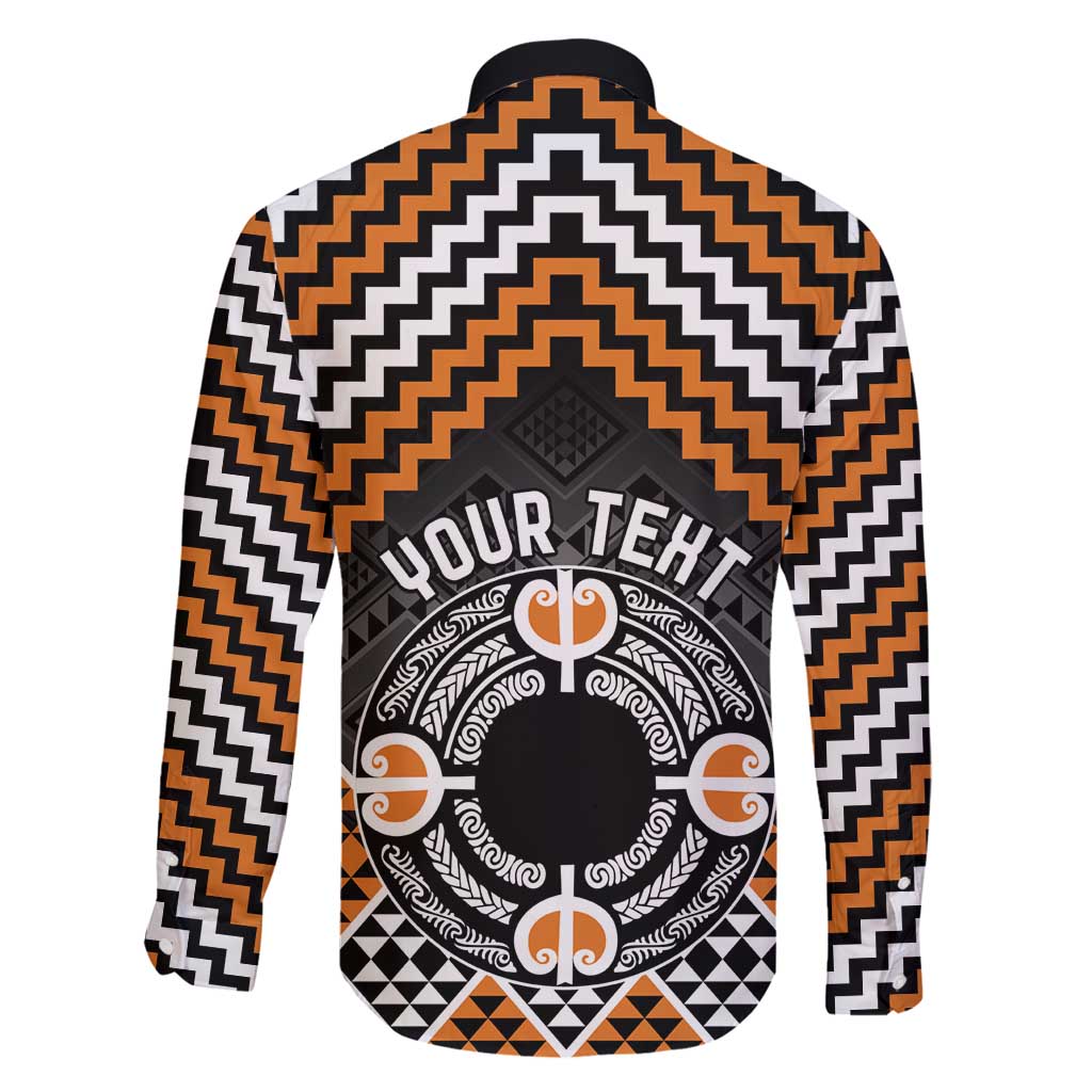 Personalised Aotearoa Niho Taniwha Motif Family Matching Long Sleeve Bodycon Dress and Hawaiian Shirt Gold Style