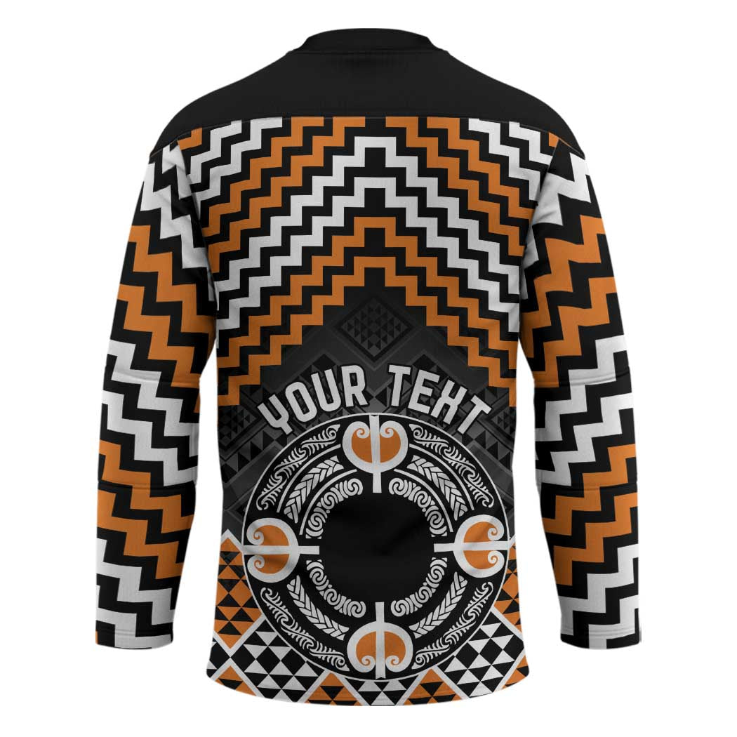 Personalised Aotearoa Niho Taniwha Motif Hockey Jersey Gold Style - Polynesian Pride