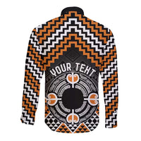 Personalised Aotearoa Niho Taniwha Motif Long Sleeve Button Shirt Gold Style