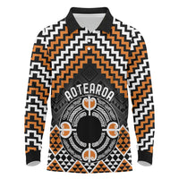 Personalised Aotearoa Niho Taniwha Motif Long Sleeve Polo Shirt Gold Style LT9 Gold - Polynesian Pride