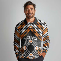 Personalised Aotearoa Niho Taniwha Motif Long Sleeve Polo Shirt Gold Style LT9 - Polynesian Pride