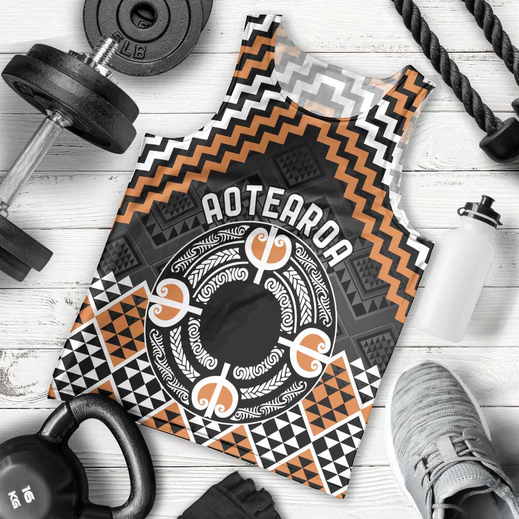 Personalised Aotearoa Niho Taniwha Motif Men Tank Top Gold Style