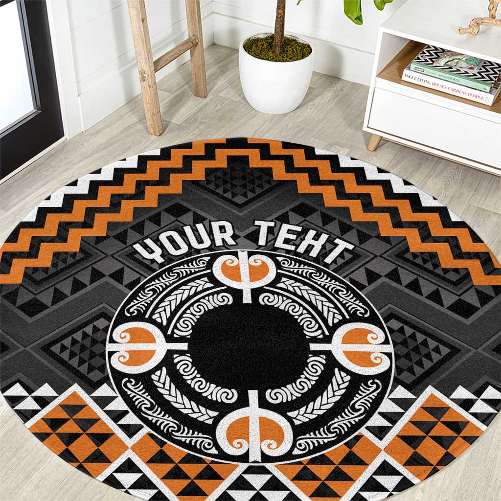 Personalised Aotearoa Niho Taniwha Motif Round Carpet Gold Style