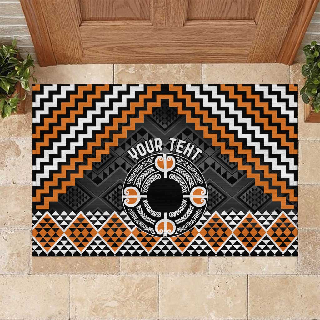 Personalised Aotearoa Niho Taniwha Motif Rubber Doormat Gold Style LT9 Gold - Polynesian Pride