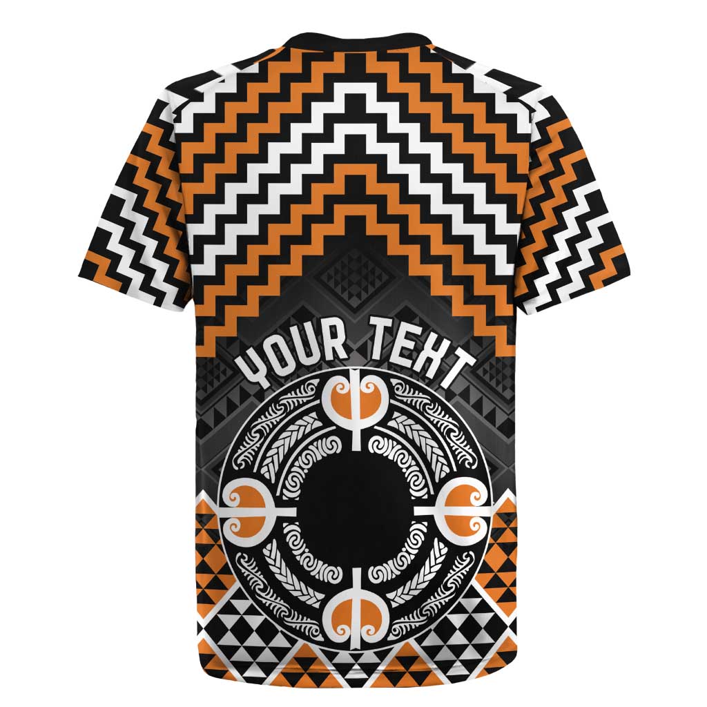 Personalised Aotearoa Niho Taniwha Motif Rugby Jersey Gold Style