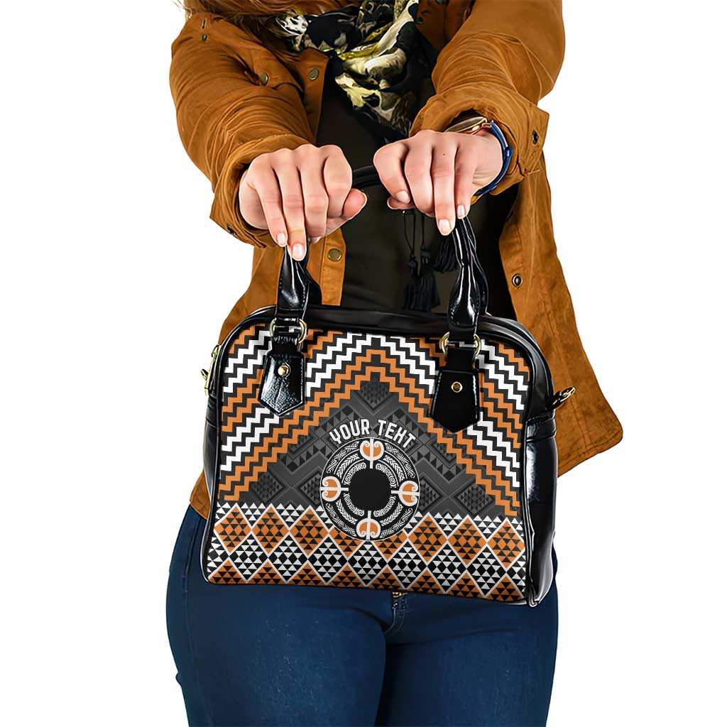 Personalised Aotearoa Niho Taniwha Motif Shoulder Handbag Gold Style