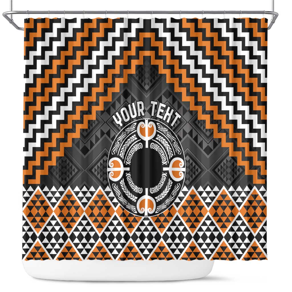 Personalised Aotearoa Niho Taniwha Motif Shower Curtain Gold Style
