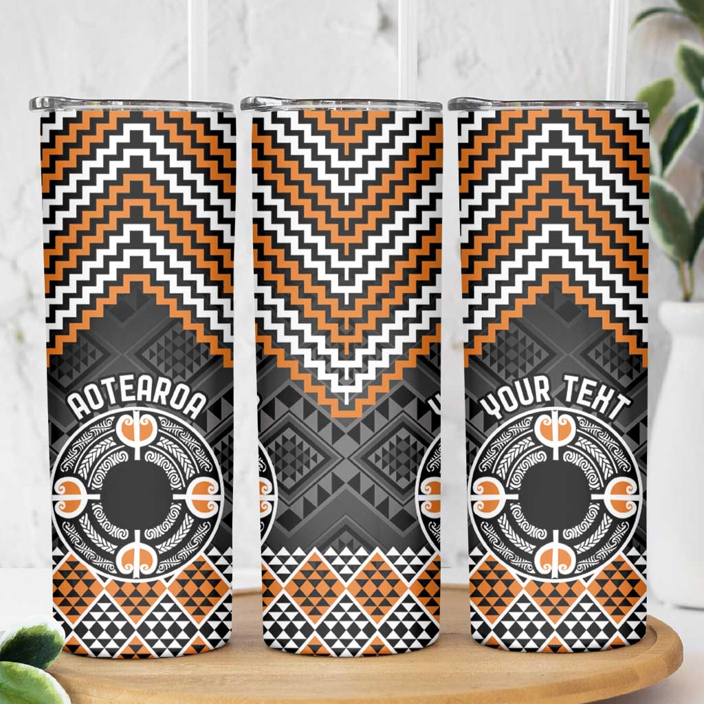 Personalised Aotearoa Niho Taniwha Motif Skinny Tumbler Gold Style LT9 - Polynesian Pride