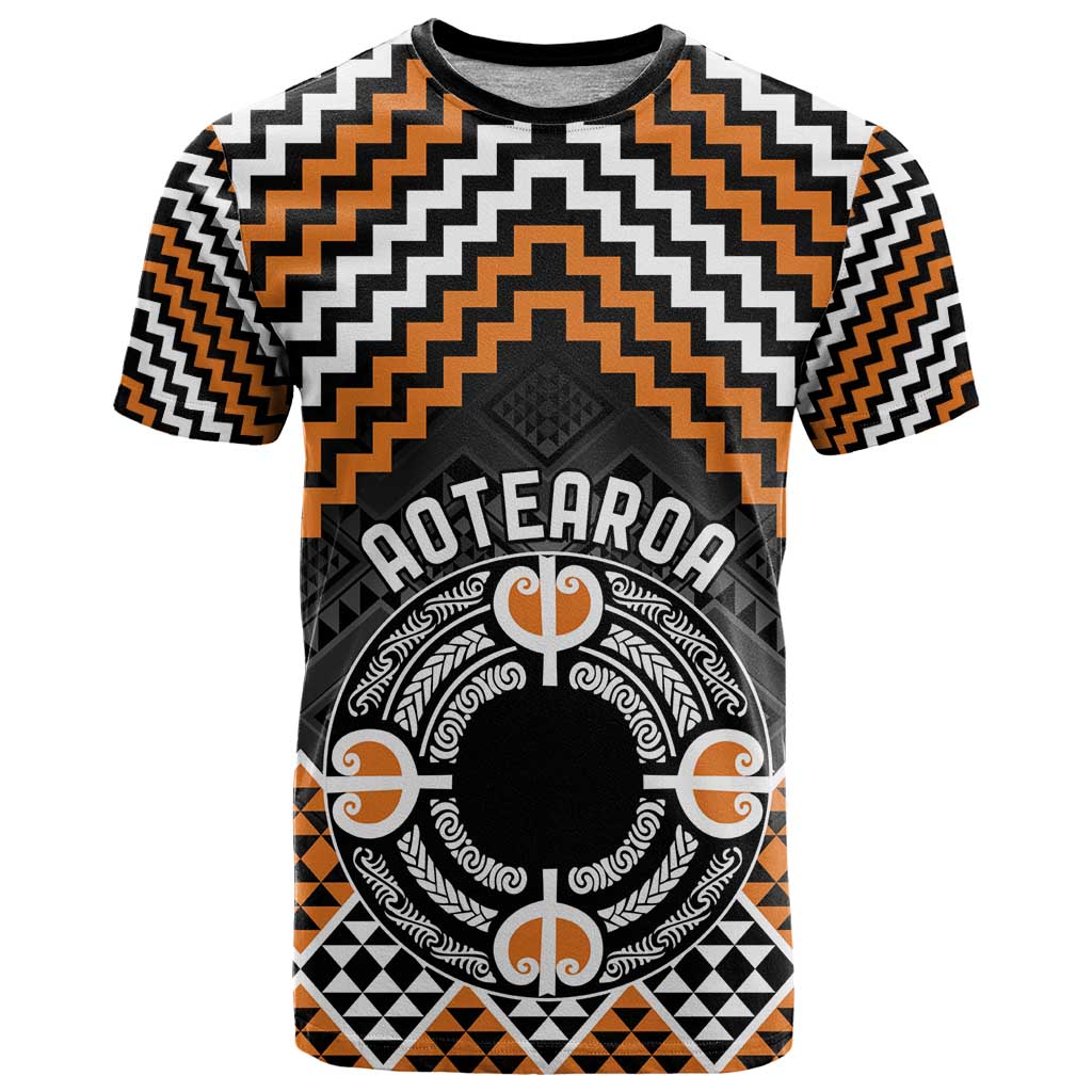 Personalised Aotearoa Niho Taniwha Motif T Shirt Gold Style